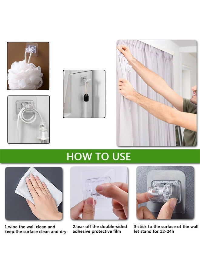 GUSGU 8PCS Self Adhesive Curtain Brackets, No Drilling Curtain  Holder Hooks, Clear Plastic Adjustable Curtain Hooks Curtain Hangers for Bathroom, Bedroom Transparent  ﻿ - Image 5