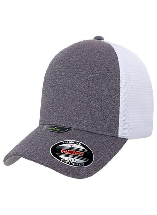 Flexfit Melange Unipanel Trucker Cap, Melange Heather/White, Large-X-Large - Image 2