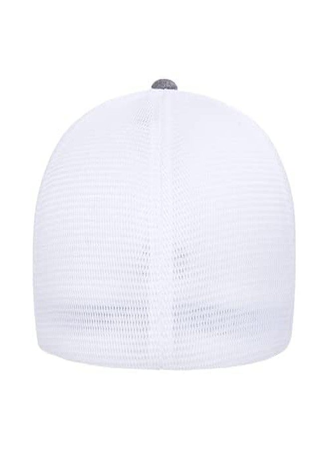 Flexfit Melange Unipanel Trucker Cap, Melange Heather/White, Large-X-Large - Image 3