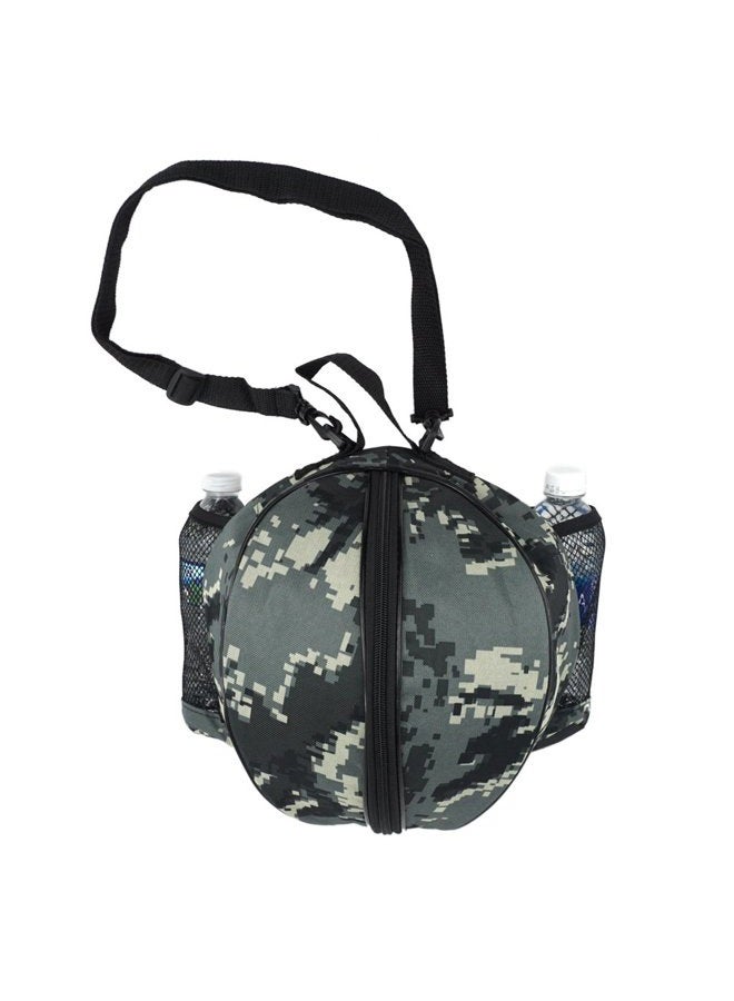 FoRapid Size 7 (29.5") Basketball Bag Soccer Ball Football Volleyball Softball Sports Ball Bag Holder Carrier+Adjustable Shoulder Strap 2 Side Mesh Pockets f/ Water Bottle Towel Sports Shoes (Camo) - Image 1
