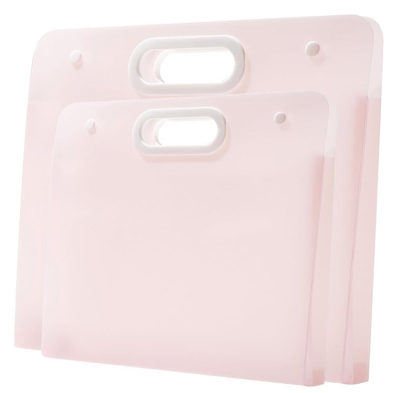 Sohynca 2pcs Plastic Art Portfolio Folder 17.32x13.22inch and 12.99x11inch Arts Storage case for Diamond Painting, Student Drawing Container, Kids Artworks Keepsakes Storage Case,A3 and Letter Size (Pink) - Image 1