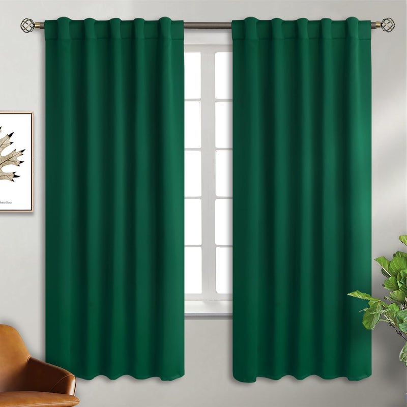 BGment الستائر الجيب وتبادل التبويب الظهر لستائر غرفة النوم - الغرفة المعزولة الحرارية الستائر الستائر لغرفة المعيشة 2 لوحات ستارة نافذة (42 × 72 بوصة الزمرد) - Image 1
