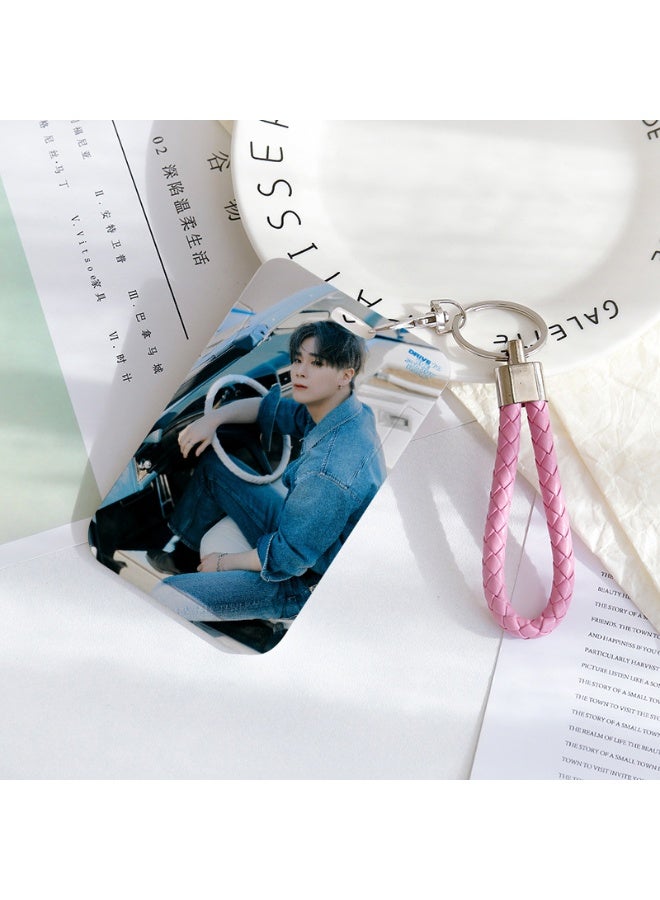 NIBEMINENT 1 - Piece GOT7 Kpop Photo Card Holder Pendant Key Chain ID Badge Holder ID Card Holder Photo Card Protector for School ID Office ID Access Card for Women Girls