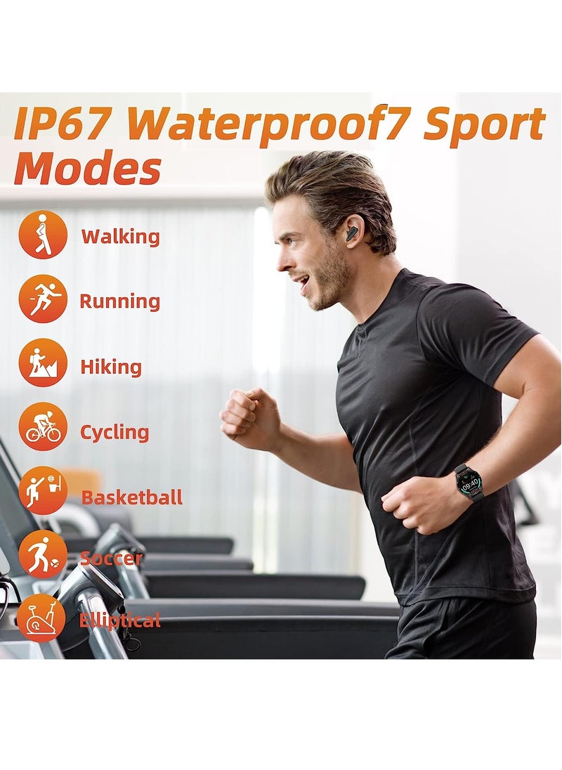 Excefore Smart Watch with Earbuds, 2 in-1 Smart Watch for iPhone Compatible, Blood Pressure Watch Pro for Men, IP X7 Waterproof Fitness Tracker MP3, Voice Recorder, Heart Rate Sleep Monitor, Long Time Standby  - Image 3