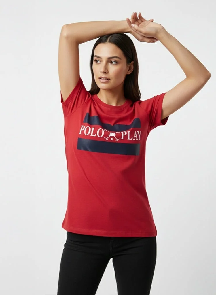 Polo Play Ladies Graphic T-shirt -RED (S)