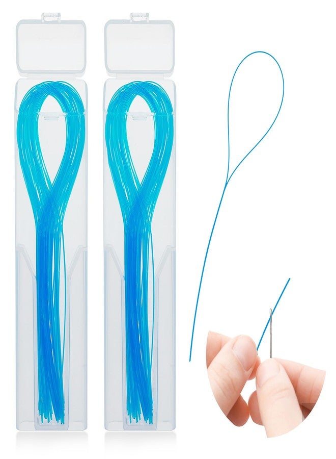 ولهيف خيط تنظيف الأسنان WLLHYF متعدد الوظائف بتصميم حلقة نايلون لتنظيف أسنانك بعمق، مناسب لتقويم الأسنان والجسور وزراعة الأسنان، 100 خيط (عبوتان) أزرق - Image 2