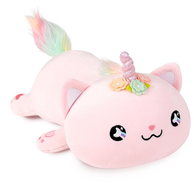 Onsoyours Cute Kitten Unicorn Plush Toy Stuffed Animal Kitty Soft Anime Cat Plush Pillow for Kids (Pink Unicorn Cat, 12") - Image 1