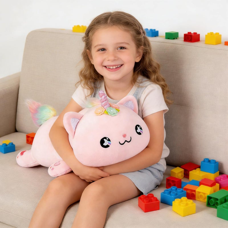 Onsoyours Cute Kitten Unicorn Plush Toy Stuffed Animal Kitty Soft Anime Cat Plush Pillow for Kids (Pink Unicorn Cat, 12") - Image 2