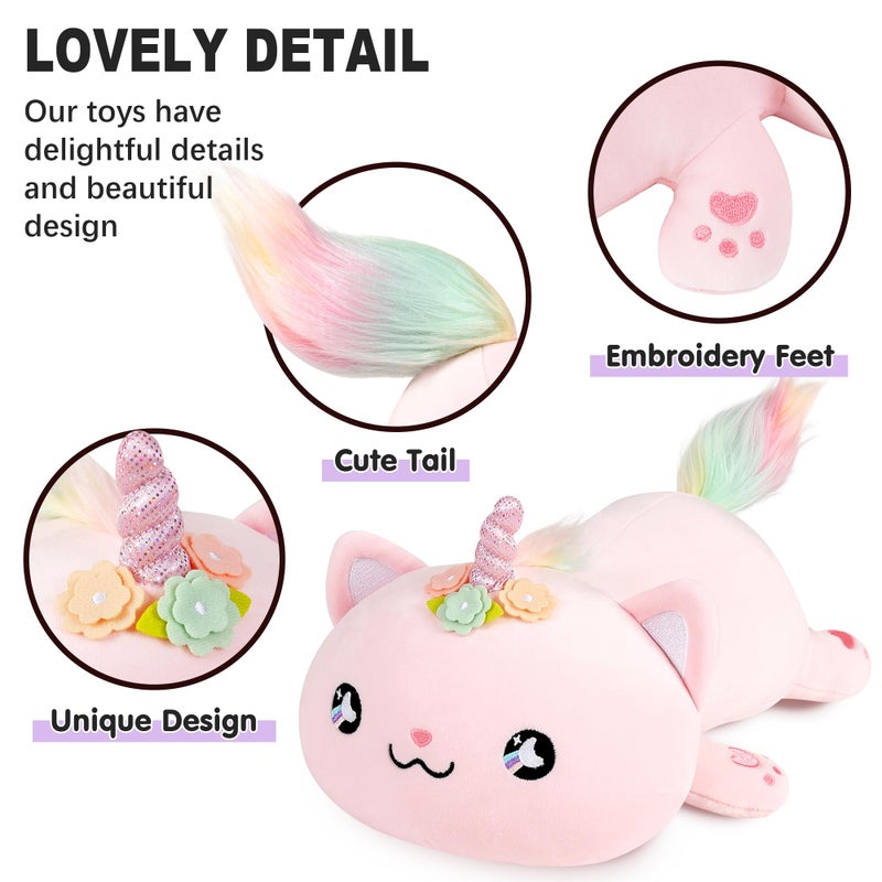 Onsoyours Cute Kitten Unicorn Plush Toy Stuffed Animal Kitty Soft Anime Cat Plush Pillow for Kids (Pink Unicorn Cat, 12") - Image 4