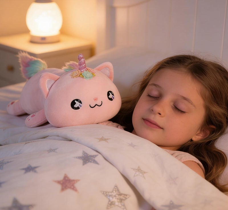 Onsoyours Cute Kitten Unicorn Plush Toy Stuffed Animal Kitty Soft Anime Cat Plush Pillow for Kids (Pink Unicorn Cat, 12") - Image 3