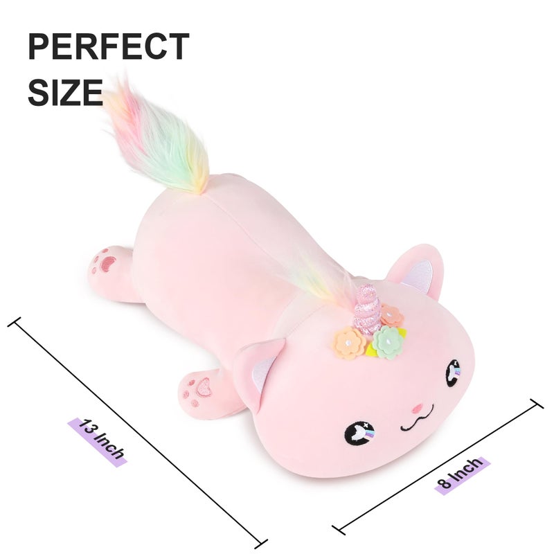 Onsoyours Cute Kitten Unicorn Plush Toy Stuffed Animal Kitty Soft Anime Cat Plush Pillow for Kids (Pink Unicorn Cat, 12") - Image 5