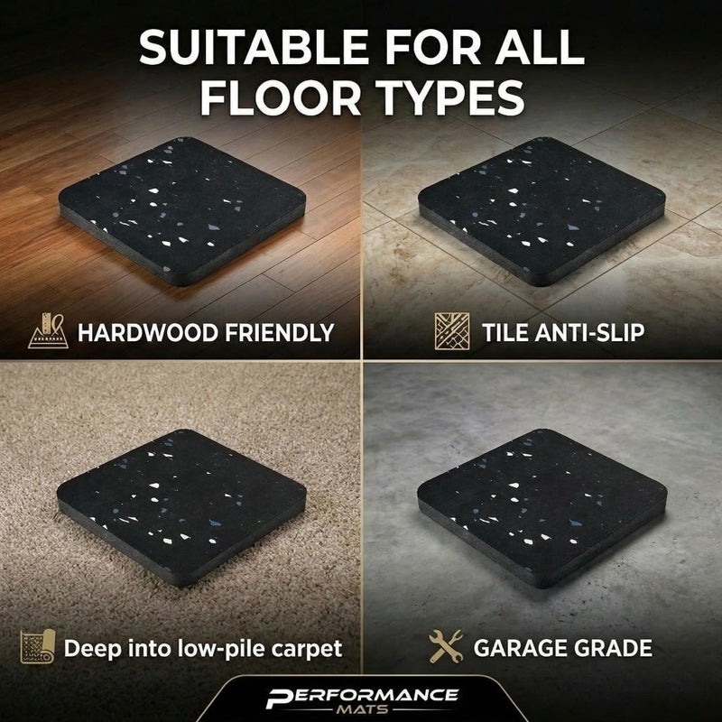 Yeeper Treadmill Mat Pads,Walking Pad Mat for Bike Hardwood Floors&Carpet, 4 Pcs 3.94"x3.94"x0.6" Exercise Equipment Matt Hardwood,Rubber Foam Noise Reduce&Shocking Absorber Gym Floor Protector Padding - Image 5