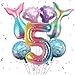 Sowide 5th Mermaid Birthday DecorationsPink Blue Balloons Kit Sea Balloon Tail Balloons for Girls Mermaid Party Baby Shower - Image 2