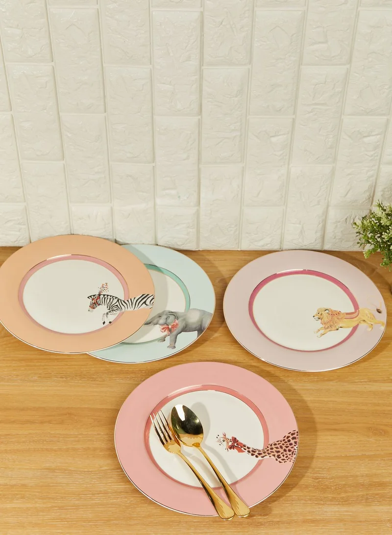 YVONNE ELLEN Set Of 4 Animal Design Dinner Plates