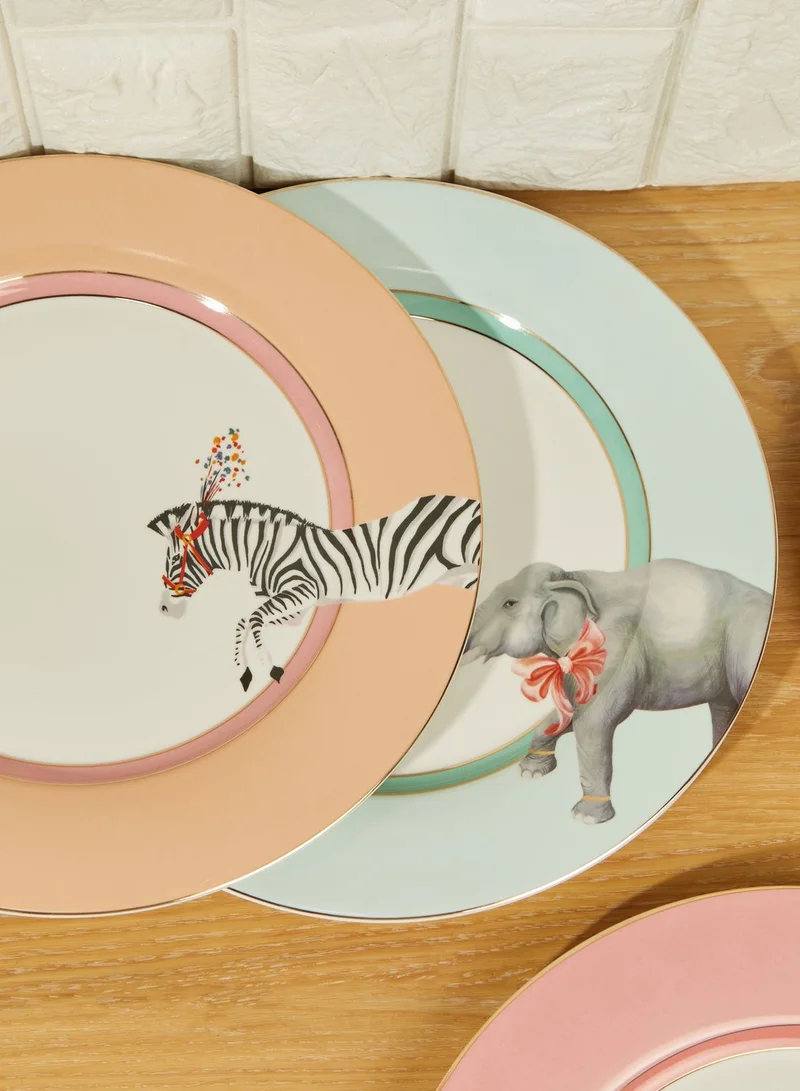 YVONNE ELLEN Set Of 4 Animal Design Dinner Plates