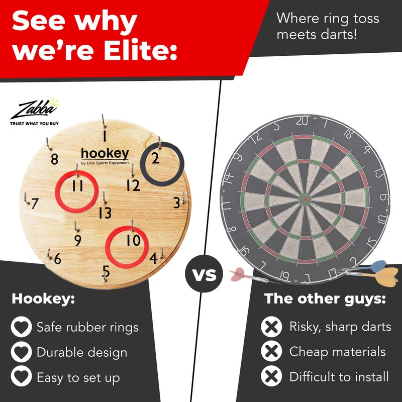 Elite Sportz Equipment Ring Toss Game | Sturdy Wooden Board Set for Kids Outdoor Games | Wall Mounted Hook and Ring Game for Yard Games & Camping Activities - Adults & Kids Picnic - Image 5