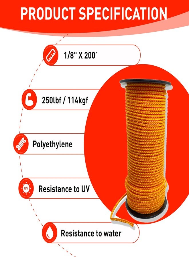 X MONSTER Throw Line 1/8" X 200＇ 100% Polyethylene Rope for Arborists, Tree Climbing, High Limb Throwing, Outdoor Utility Cord (Orange, 200) - Image 2