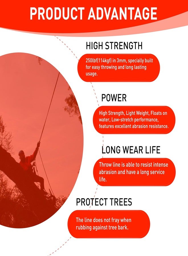X MONSTER Throw Line 1/8" X 200＇ 100% Polyethylene Rope for Arborists, Tree Climbing, High Limb Throwing, Outdoor Utility Cord (Orange, 200) - Image 3