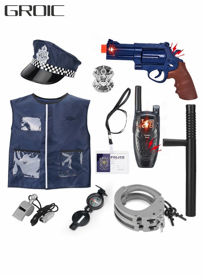 GROIC Police Costume Toys With Clothes Hat Handcuffs Baton For Kids Dress Up & Pretend Play  - Image 1