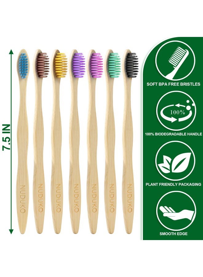 NUDUKO Biodegradable Bamboo Toothbrushes, 10 Piece BPA Free Soft Bristles Toothbrushes, Natural, Eco-Friendly, Green and Compostable (Multicolored Bristles) - Image 4