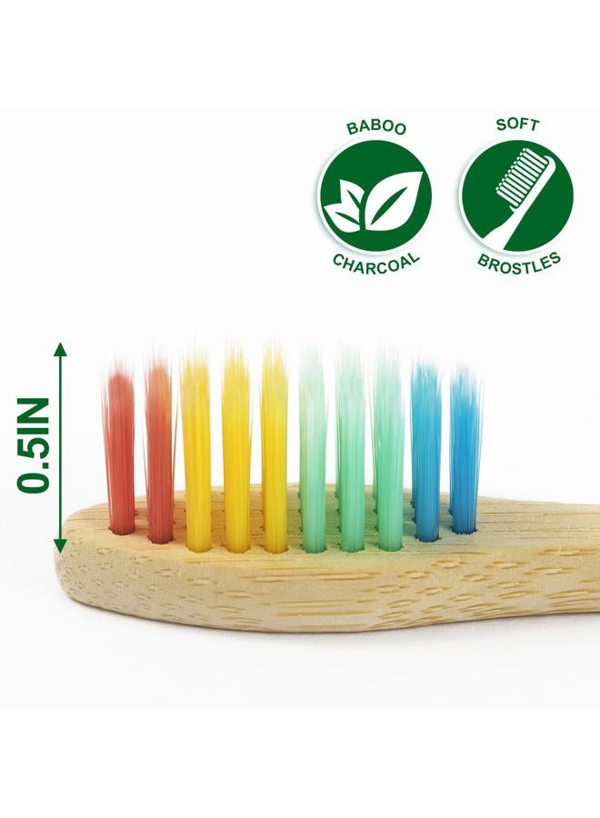 NUDUKO Biodegradable Bamboo Toothbrushes, 10 Piece BPA Free Soft Bristles Toothbrushes, Natural, Eco-Friendly, Green and Compostable (Multicolored Bristles) - Image 2