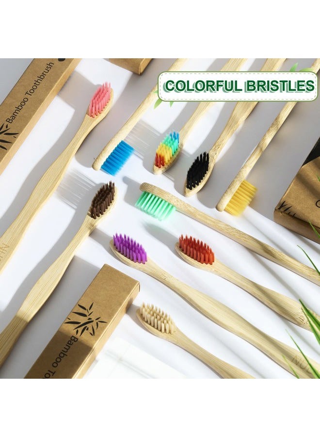 NUDUKO Biodegradable Bamboo Toothbrushes, 10 Piece BPA Free Soft Bristles Toothbrushes, Natural, Eco-Friendly, Green and Compostable (Multicolored Bristles) - Image 5