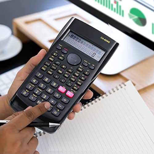 Saillong 12 Pieces 2-Line Engineering Scientific Calculator, Black Function Fractions Math Calculator for Business Office College High School Student Teacher - Image 4