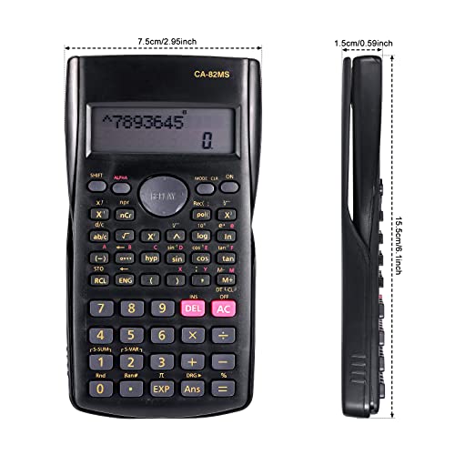 Saillong 12 Pieces 2-Line Engineering Scientific Calculator, Black Function Fractions Math Calculator for Business Office College High School Student Teacher - Image 2