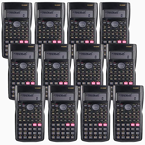 Saillong 12 Pieces 2-Line Engineering Scientific Calculator, Black Function Fractions Math Calculator for Business Office College High School Student Teacher - Image 1