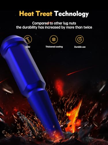 MIKKUPPA M14x1.5 Wheel Spike Lug Nuts, 32 PCS Blue Spiked Lug Nuts 14mmx1.5 Solid 4.4" Tall Acorn Lug Nut with 1 Socket Key Replacement for Chevy Silverado 1500 2500 3500, F150 F250 F350 - Image 4