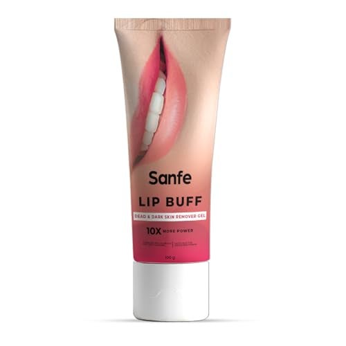 Sanfe Lip Exfoliating Gel for Dark & Dry Lips | Gently Removes Dead Skin | Hydrating, Non-Sticky Lip Scrub Gel | Soft, Pink & Smooth Lips | For Men & Women | With Hyaluronic Acid & Vitamin E, 100g - Image 1