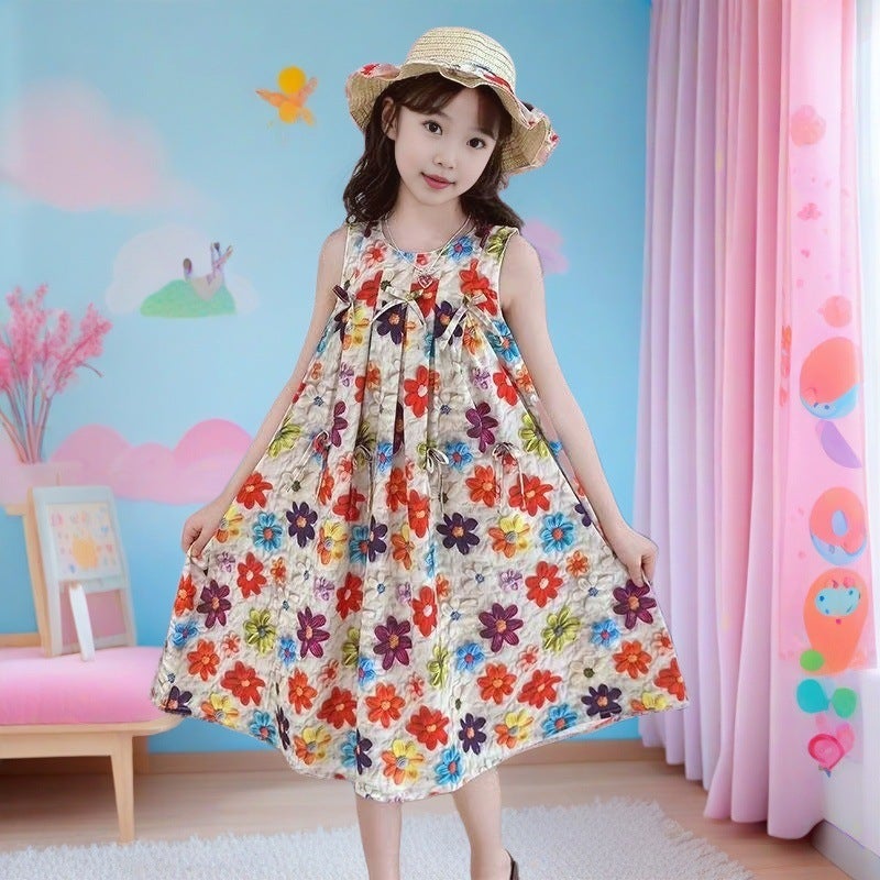 Girls' Summer Dress – Korean Style Cotton Floral Skirt for Children - Image 2
