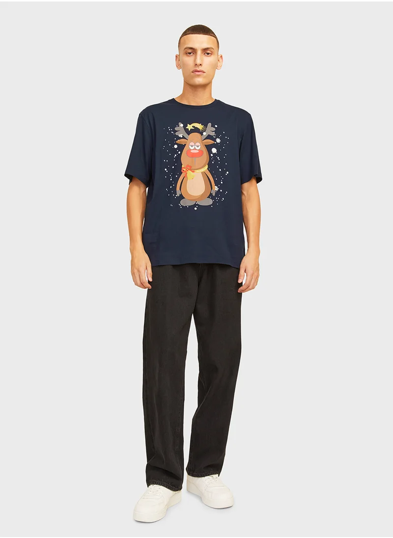 JACK & JONES Jjxmas Graphic Crew Neck T-Shirt