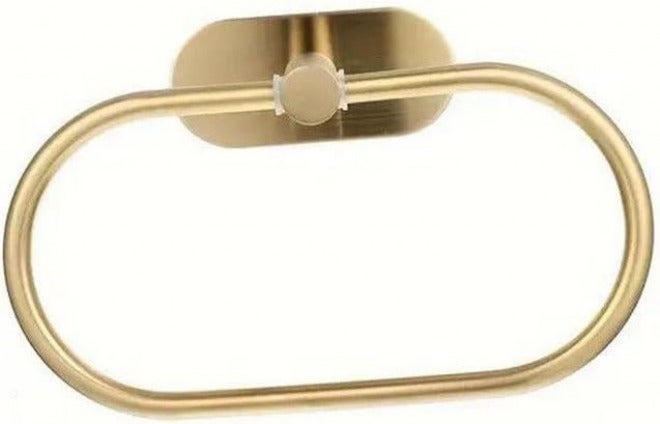 1pcs No-Drill Wall Mount Oval Towel Ring Stylish Bathroom Towel Holder Durable Hand Towel Hanger for Bathroom & Kitchen,Gold,20 * 13cm,Silver-20 * 13cm - Image 1