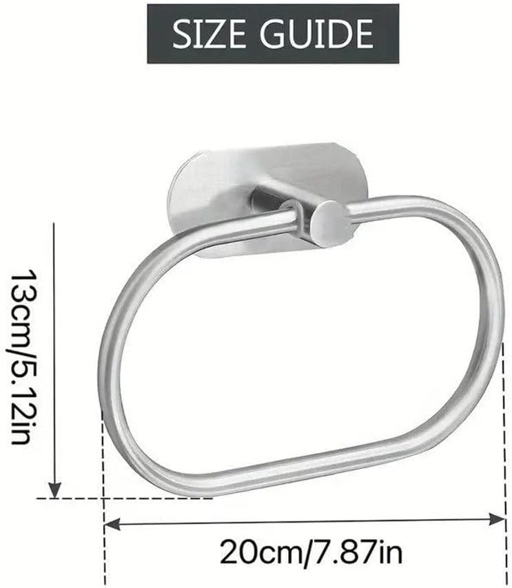 1pcs No-Drill Wall Mount Oval Towel Ring Stylish Bathroom Towel Holder Durable Hand Towel Hanger for Bathroom & Kitchen,Gold,20 * 13cm,Silver-20 * 13cm - Image 3