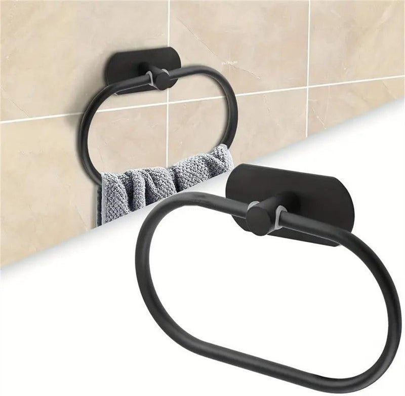 1pcs No-Drill Wall Mount Oval Towel Ring Stylish Bathroom Towel Holder Durable Hand Towel Hanger for Bathroom & Kitchen,Gold,20 * 13cm,Silver-20 * 13cm - Image 5