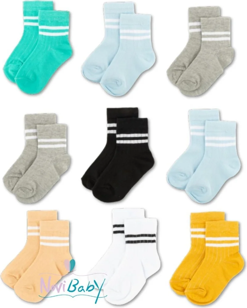 نوفيبيبي 9-Pack Cotton Kids College Socks Baby Unisex Girls Women Boys School Socks, White Black Pink