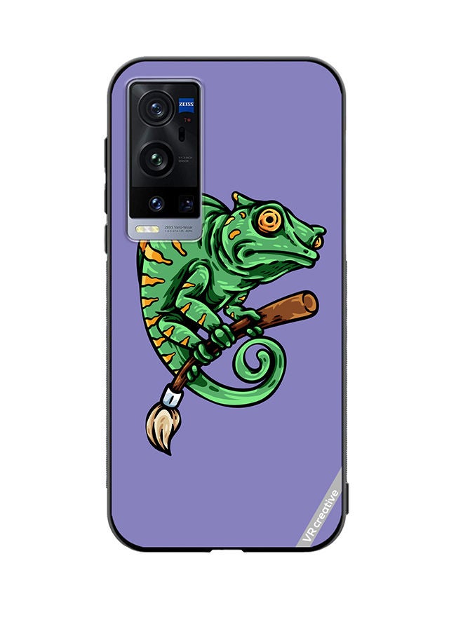 VR CREATIVE Protective Case Cover For Vivo X60 Pro Plus Chameleon On Broom Design Multicolour - Image 1