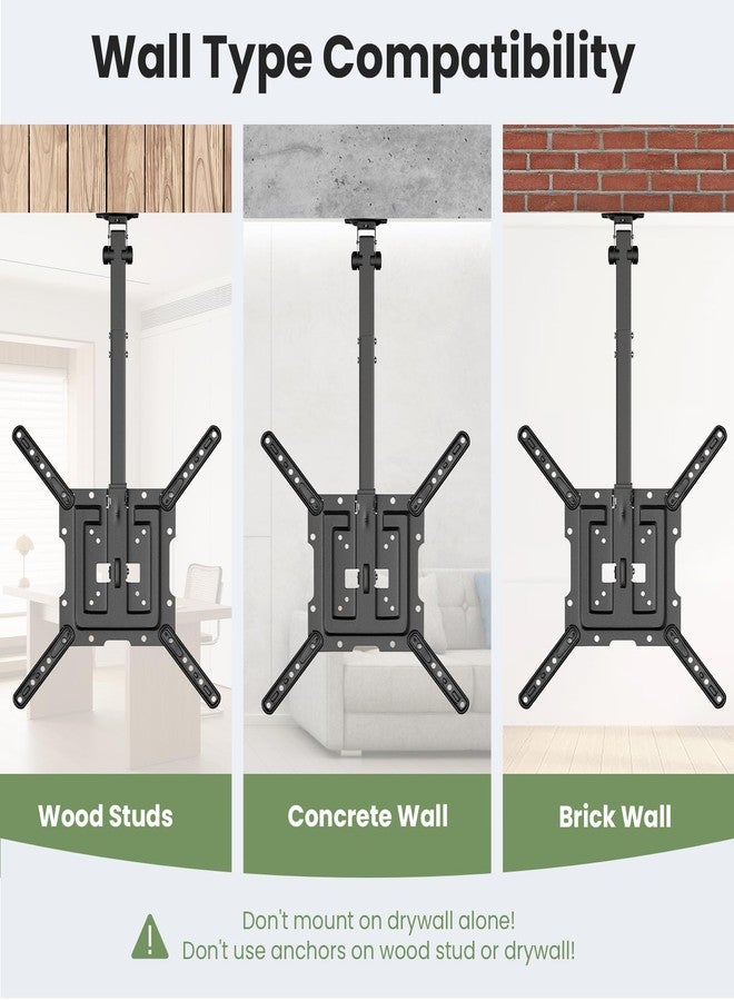 IMtKotW Ceiling TV-Mount Flip Down Folding - 23-55'' Manual Drop Down TV Mount, Fits Flat and Pitched Roof, Height Adjustable, Swivel, Max Load 44lbs, Max VESA 400x400mm, Black - Image 5