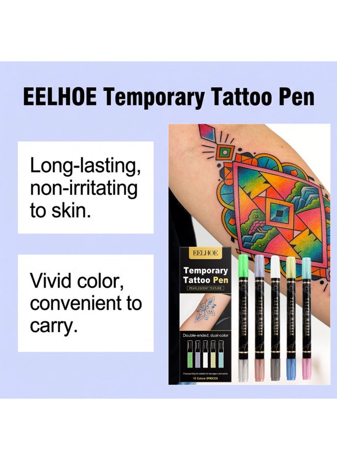 Eelhoe Double-ended Glitter Temporary Tattoo Pen Daily Natural-looking Temporary Tattoo Pen That Blends Well With The Body's Skin - Image 4