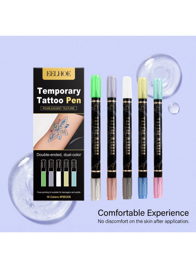 Eelhoe Double-ended Glitter Temporary Tattoo Pen Daily Natural-looking Temporary Tattoo Pen That Blends Well With The Body's Skin - Image 3