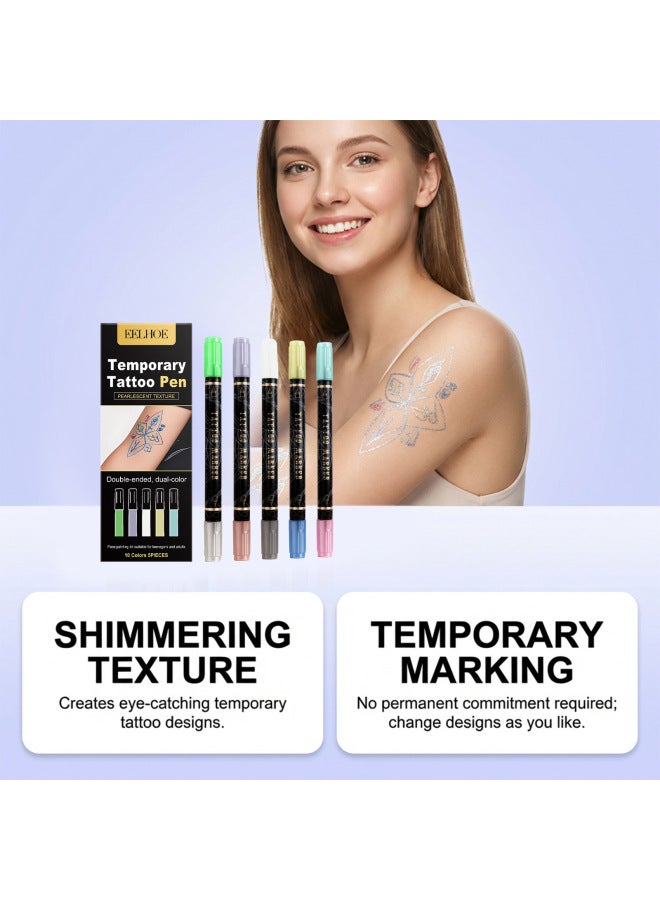 Eelhoe Double-ended Glitter Temporary Tattoo Pen Daily Natural-looking Temporary Tattoo Pen That Blends Well With The Body's Skin - Image 2