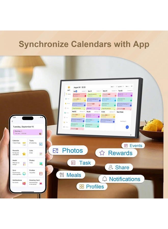 dxmart 10.1 inch Digital Calendar & Chore Chart,Smart Touchscreen Interactive Display for Family Schedules, Wall & Desk Mountable, Digital Photo Frame Functon, Great for Organizing Your 2025 Calendar - Image 3
