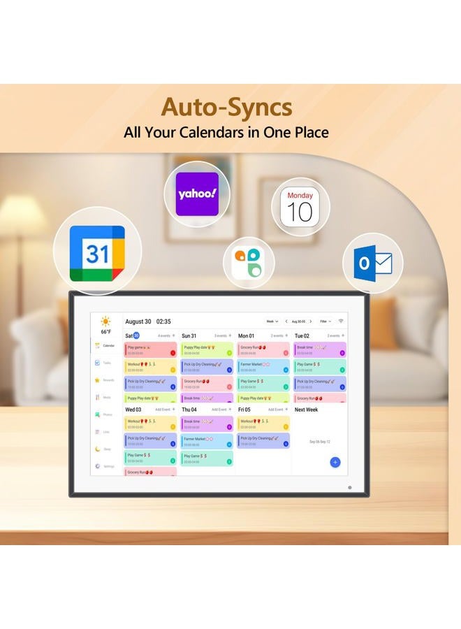 dxmart 10.1 inch Digital Calendar & Chore Chart,Smart Touchscreen Interactive Display for Family Schedules, Wall & Desk Mountable, Digital Photo Frame Functon, Great for Organizing Your 2025 Calendar - Image 2