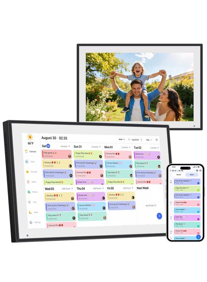 dxmart 10.1 inch Digital Calendar & Chore Chart,Smart Touchscreen Interactive Display for Family Schedules, Wall & Desk Mountable, Digital Photo Frame Functon, Great for Organizing Your 2025 Calendar - Image 1