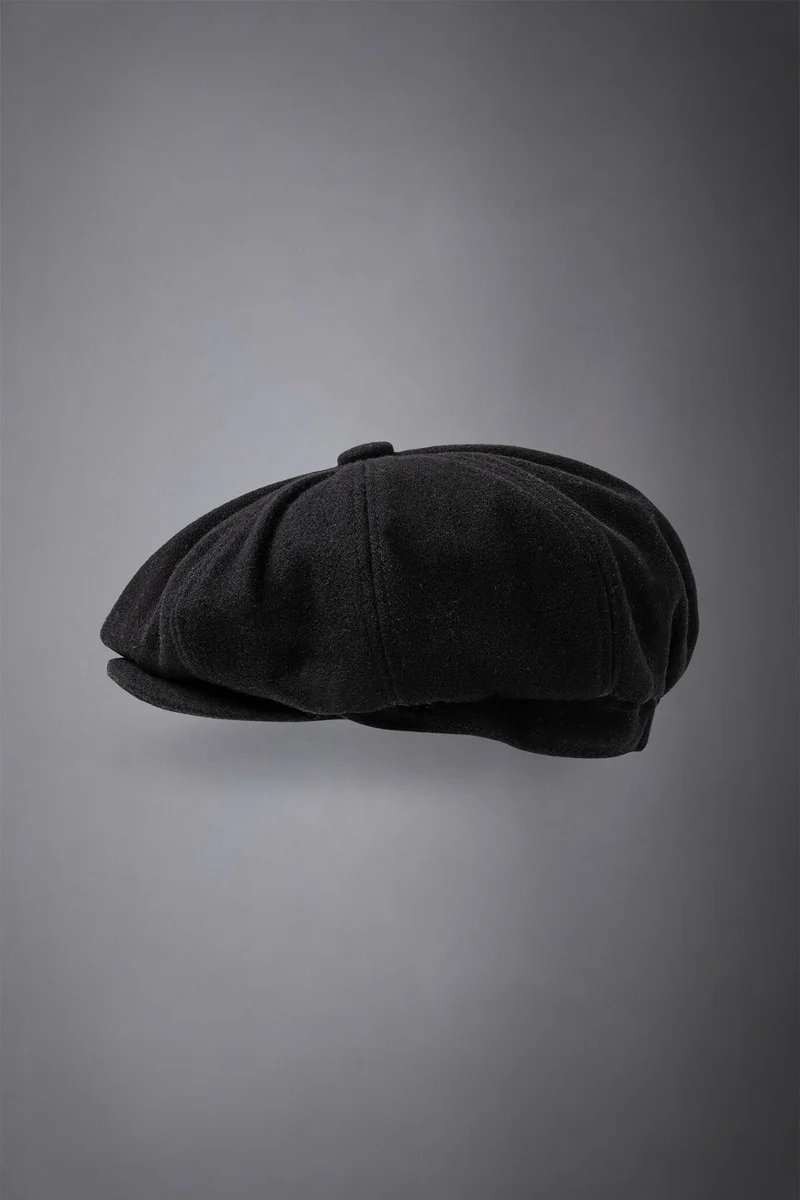 Doppelganger Black Men's boiled wool flat cap - Black for Men | Best Price UAE