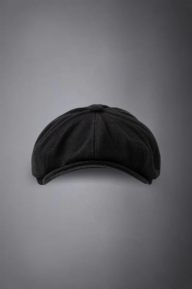 Men's boiled wool flat cap - Black