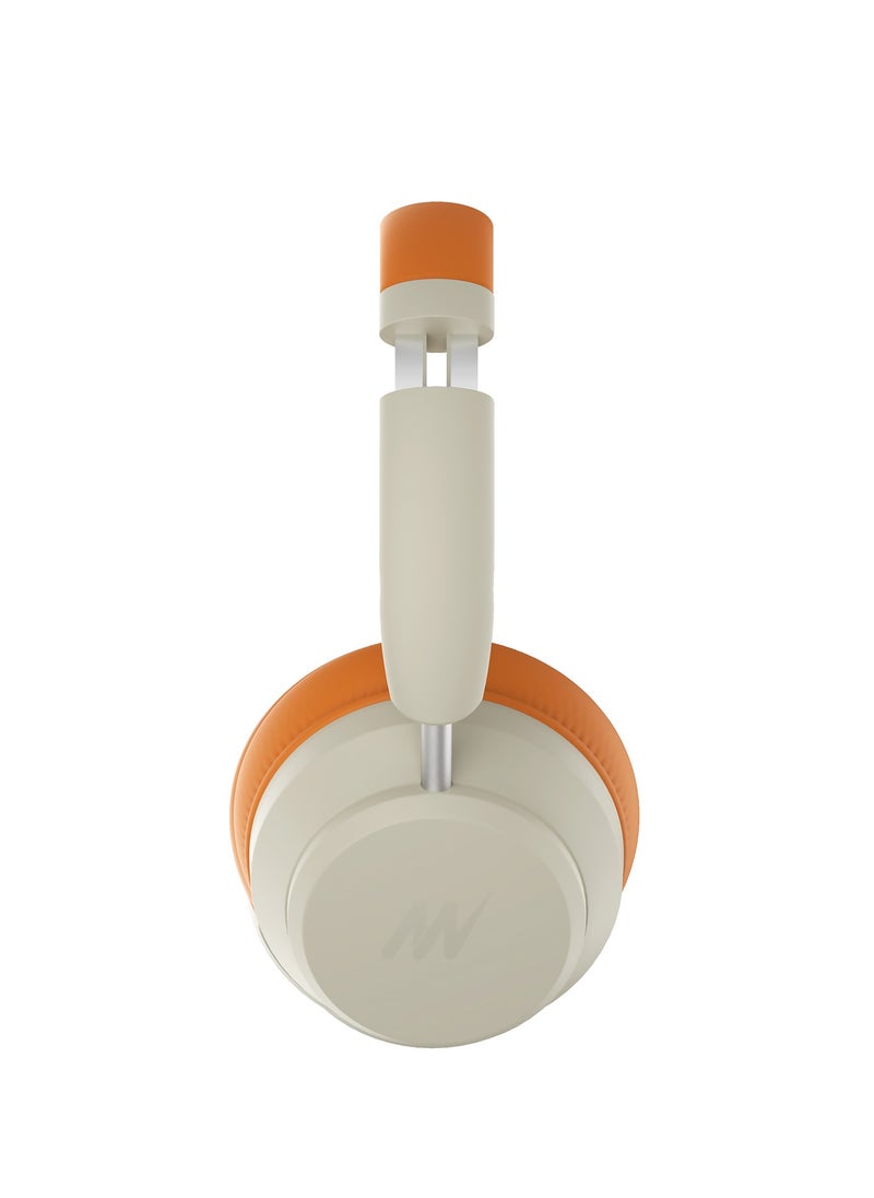 Mezone - Antonio Active Noise Cancelling Headphones, Wireless Bluetooth On-Ear Headphone with Mic, Deep Bass, Up to 30H Playtime, Type C Charging & Adjustable Headband Base, Walnut Cream - Image 1