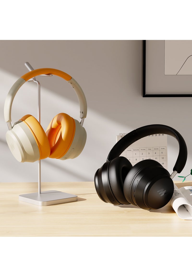 Mezone - Antonio Active Noise Cancelling Headphones, Wireless Bluetooth On-Ear Headphone with Mic, Deep Bass, Up to 30H Playtime, Type C Charging & Adjustable Headband Base, Walnut Cream - Image 1