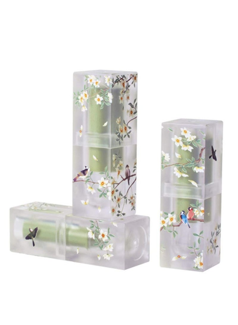 SOLARAE Lip Balm Tubes Lipstick Tubes Spring Themed Empty Plastic Lip Tube 3D Pritned Flower Bird Refillable Container for DIY Homemade Lipstick Lip Balm Cosmetic Makeup,8 Pack 3.5ml - Image 2